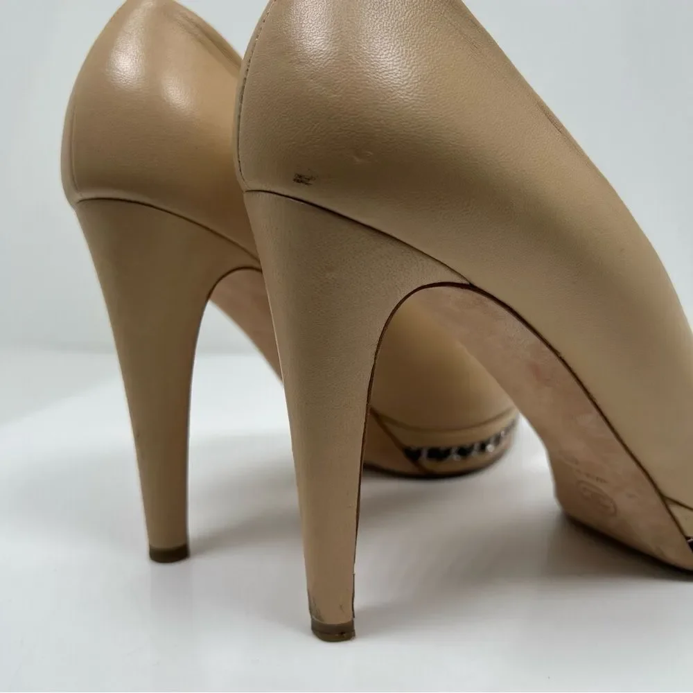Chanel Beige And Black Classic Heels Size 41 - 10 US